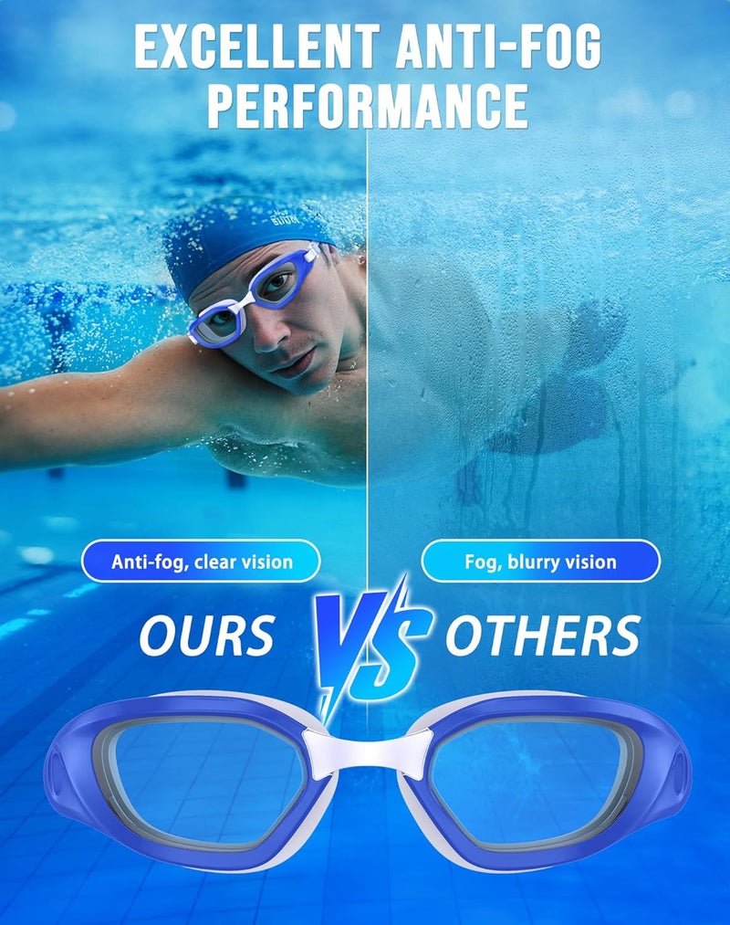 Vegemono Swim Goggles, Unisex Adult Swimming Goggles Anti Fog Anti UV No Leakage Wide View for Men Women Youth - Image 3